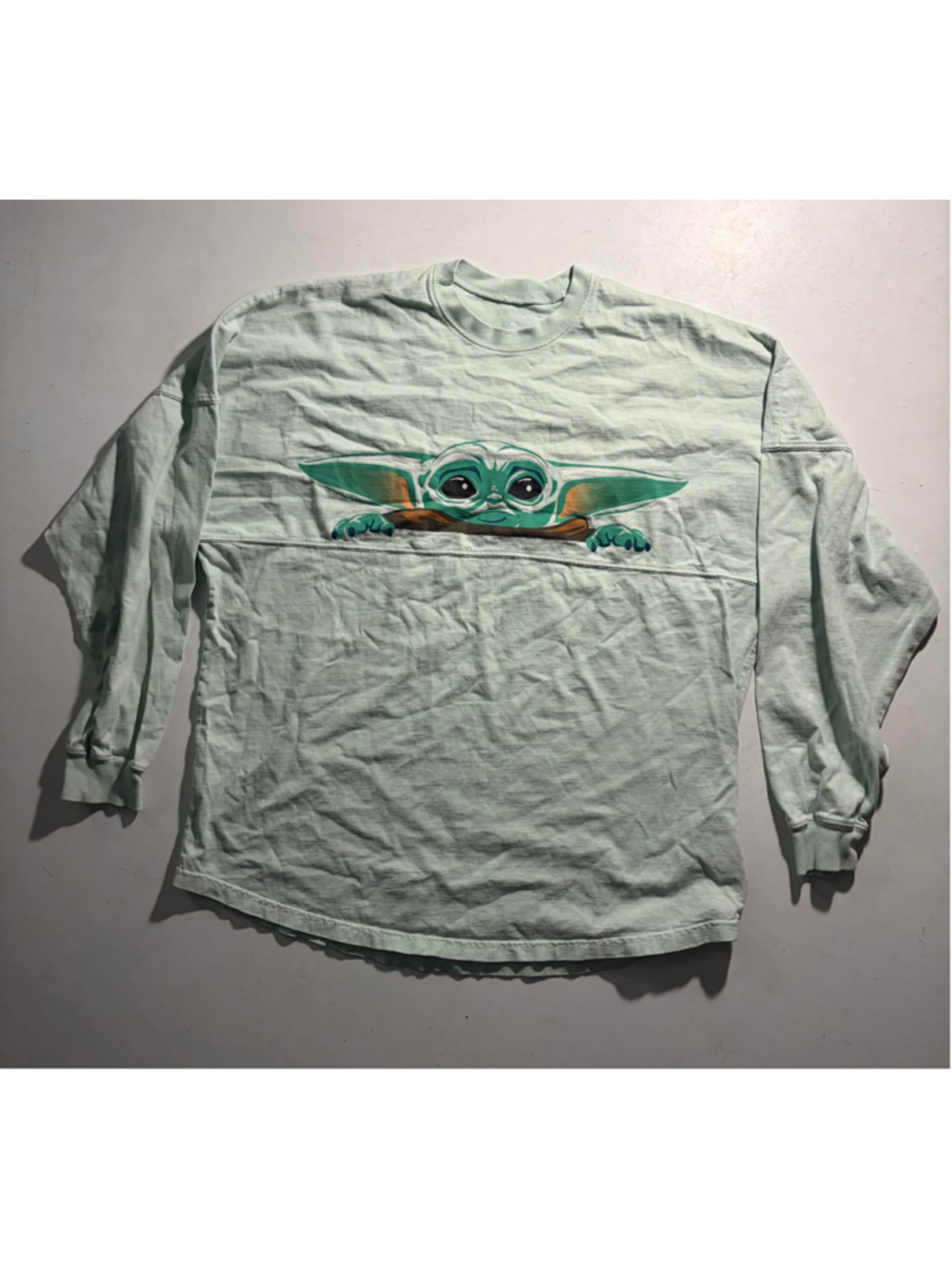 Disney Star Wars The Mandalorian Spirit Jersey Women's L Green Blue Long Sleeve